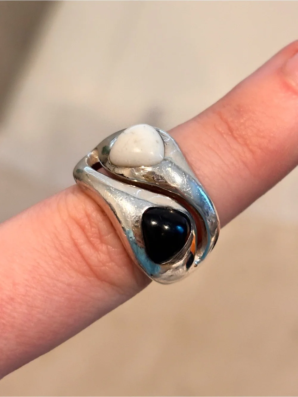 Designer Vintage 925 Italian Sterling Silver Two-Stone Dome Ring- Size 7